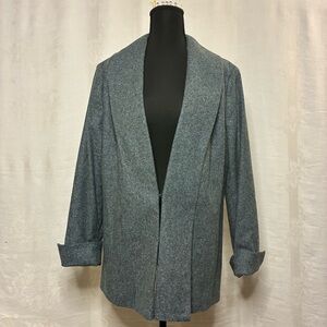 NWT etcetera Gray Tweed Open Shawl Blazer Satin Lined Size 16
